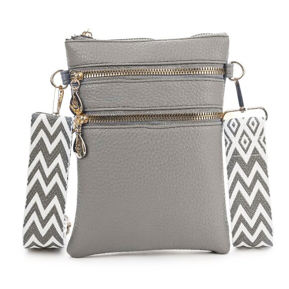 Artizanni Womens Crossbody Vegan Clutch Purse Satchel with Guitar Strap (Grey) - Picture 2 of 12